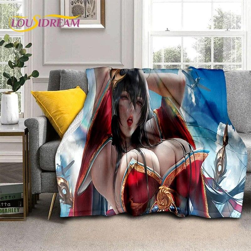 Anime-Spielfigur, sexy Spitze, Mädchen, niedliche Cartoon-Decke, weiche Überwurfdecke für Zuhause, Schlafzimmer, Bett, Sofa, Picknick, Decke, Kinder