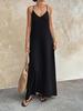 European & American Solid Color Sleeveless Beach Dress with Thin Straps