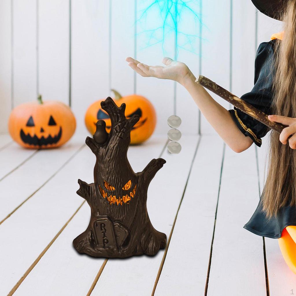 Tree Stump Night Light Halloween Mini Figurine Cute Sculpture Bookshelf Decorative Indoor