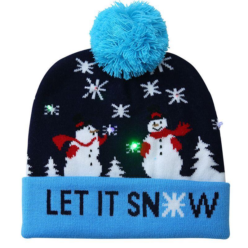 Soft And Stretchable Winter Warm Knit Beanie With Built-in Led Christmas Lights