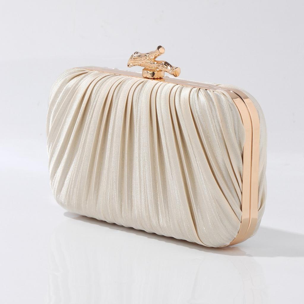 Popular Pleated Satin Luxury High-end Dinner Women's Bag Tree Branches Pleated Evening Dress Clutch Bag