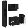 Bathroom Furniture Set with Door 4 Pcs Black Plywood and Metal
