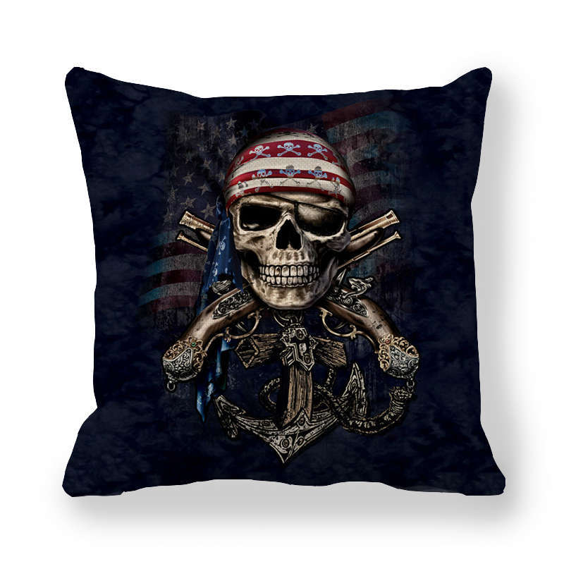 Creative Skull Flower Series Digital Printing Short Plush Pillow Covers For Car Sofa Office Cushion Cover Home Goods 60X60Cm