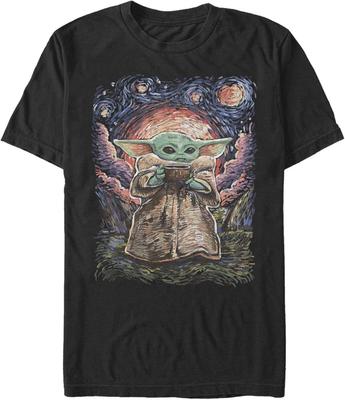 STAR WARS T-shirt Homme The Mandalorian L'Enfant Nuit étoilée - Noir - Petit