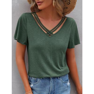 Summer Solid-colored Short-sleeved Tops Simple Style Women's T-shirts