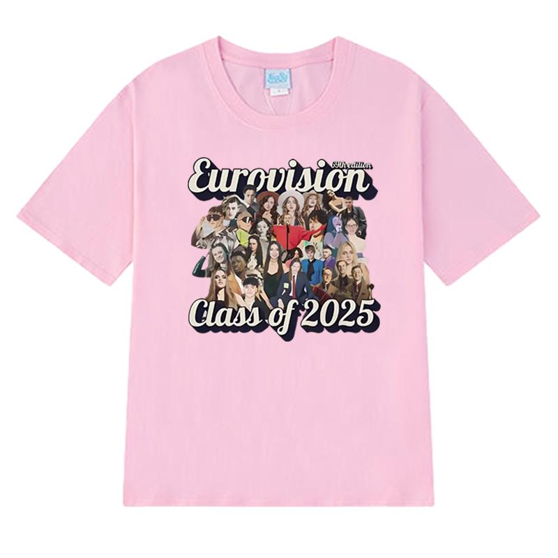 Hot Sale Eurovision Song Contest Class of 2025 Unisex Short Sleeve T Shirts Men Women Cotton Short Sleeve T-shirt Cotton Tops
