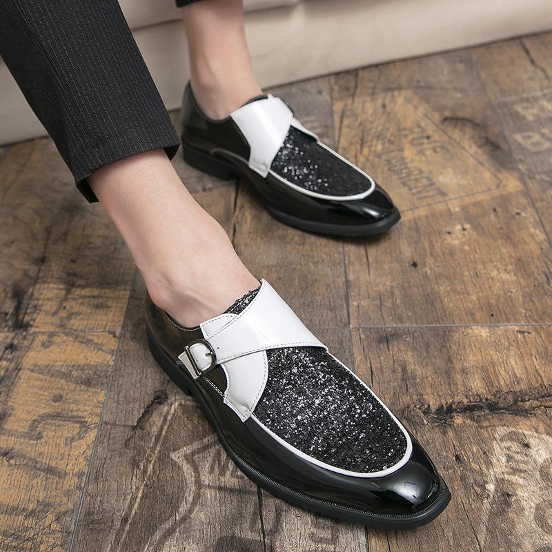 New large-size men's shoes spring and summer British tide with foot sequins business dress leather shoes foreign trade