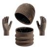 Winter Knit Hat Scarf Gloves Set Men Women Warm Thick Fleece-Lined Unisex Accessory Cold Weather