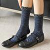 1PC Navy Blue Timeless Seamless Well-Made Versatile Comfortable Vintage Soft Mid-Calf Elegant Socks Seam-Free