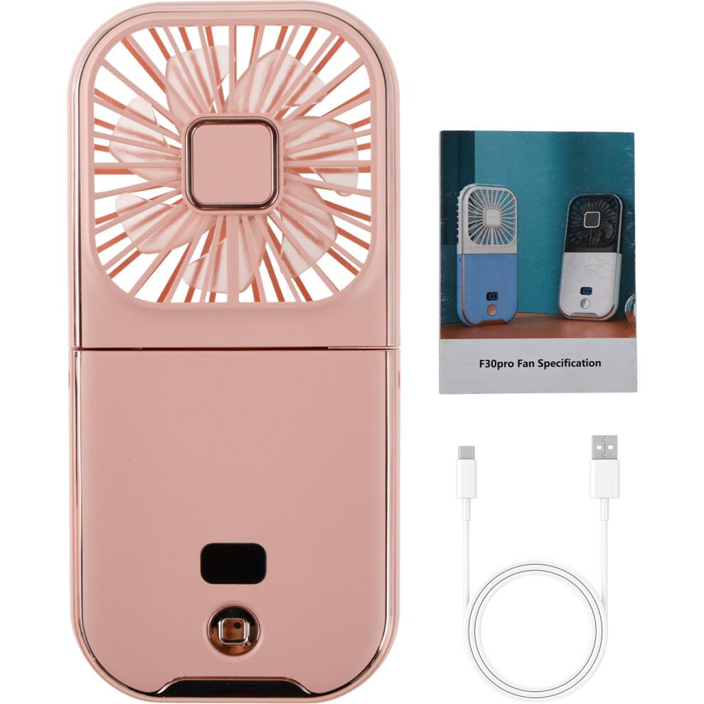 Grusce Portable Mini Handheld Fan 3000mAh Rechargeable Battery Operated Personal Fan with Power Bank Function Lanyard 4 Speed Foldable