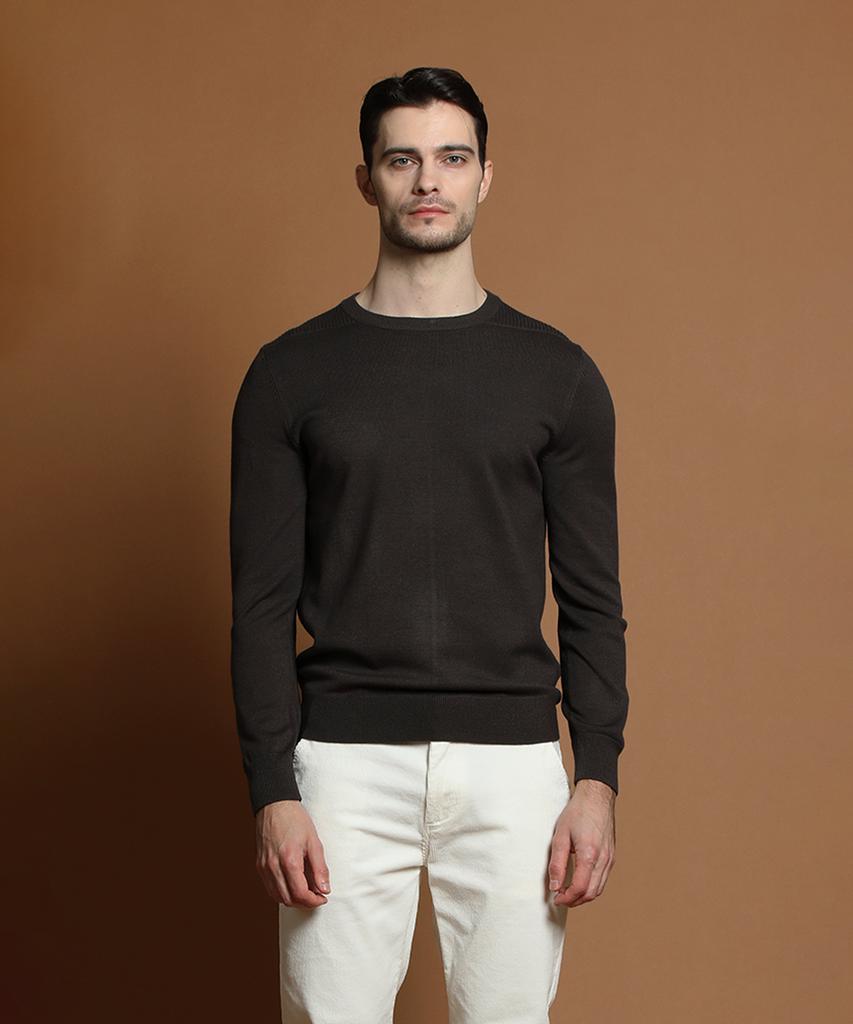 PANICALE Brown Viscose Blend Round Knit