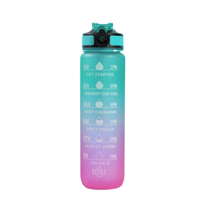 3Sizes ActiveWear Water Bottle Gradient Color Motivational Bottle with Time Marker Leak-proof Cup Gym Outside Drinkware