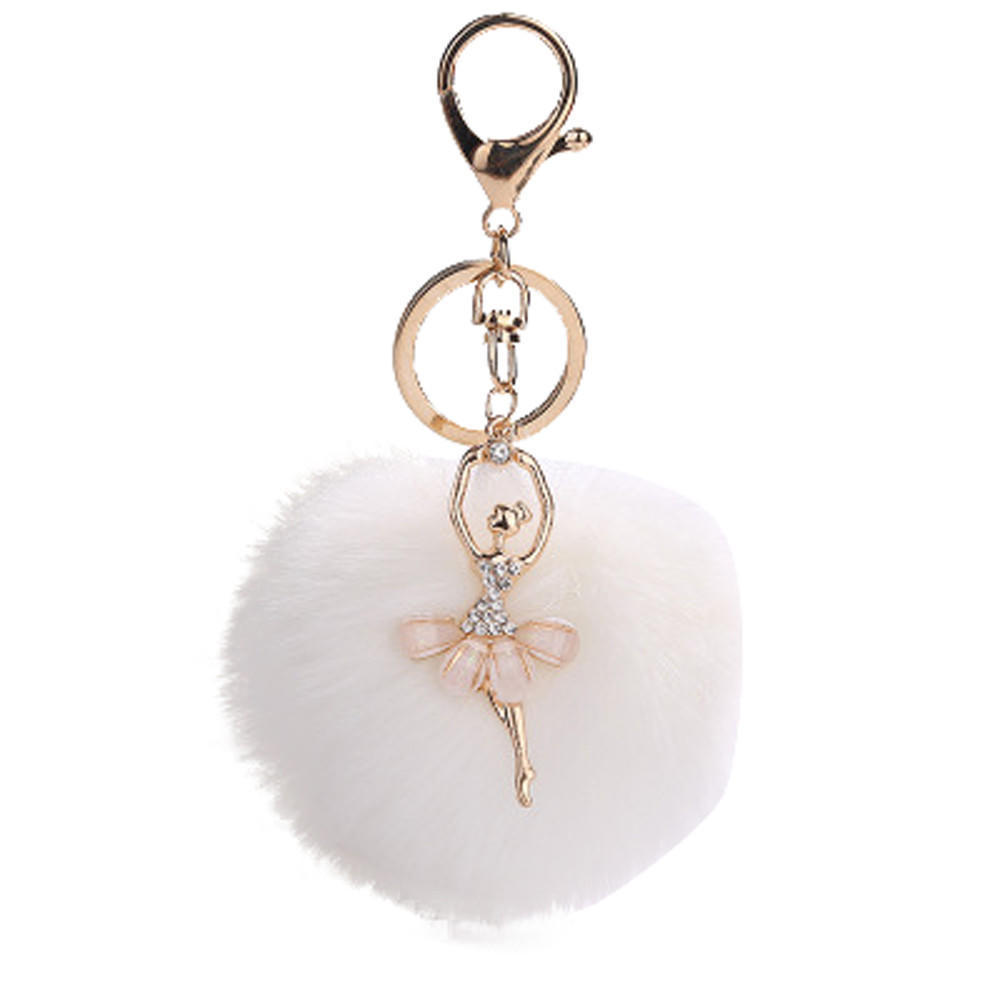 8 cm süßer tanzender Engel Schlüsselanhänger Anhänger Damen Schlüsselanhänger Halter Pompons Schlüsselanhänger