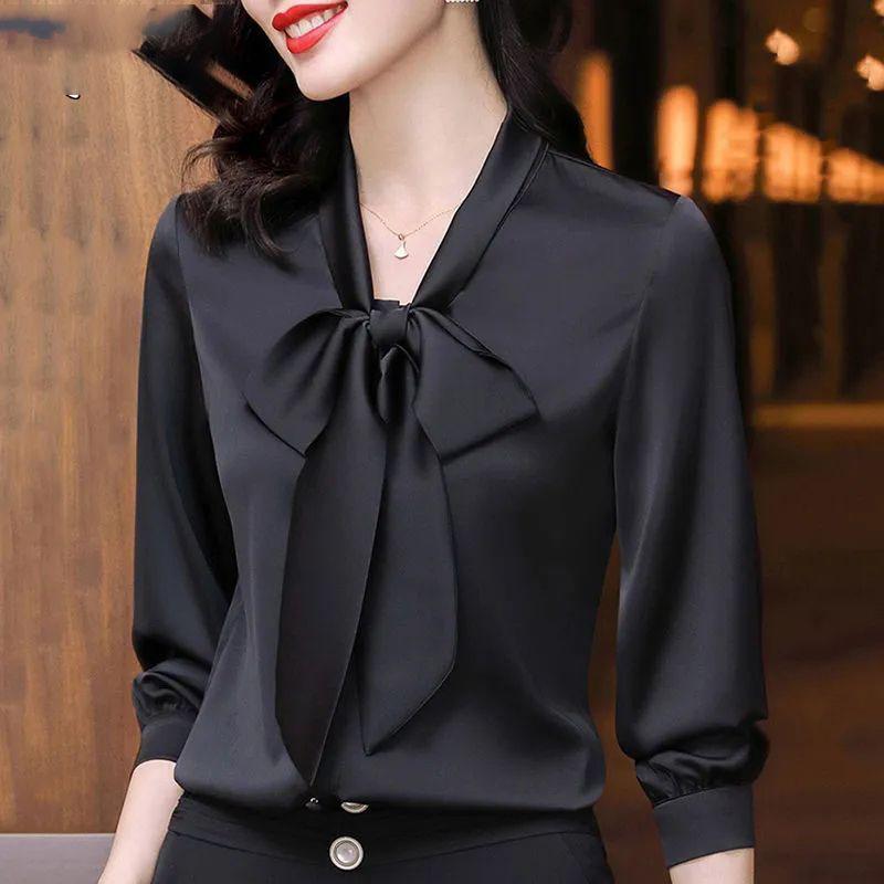 Elegant Women Chiffon Shirt Korean Blouse Office Lace Mesh Long Sleeve Ruffles V NeckTops Casual Vintage Pullovers Blusas