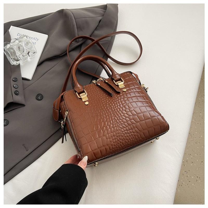 2025 New Fashionable Stone Pattern Large Capacity Solid Color Texture Single Shoulder Handheld Diagonal Cross Bag Tote Bag