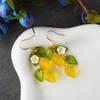 Czech glass lemon earrings Light weight fruit food earrings can love Kawaii earrings Pastoral earrings for her birthday present