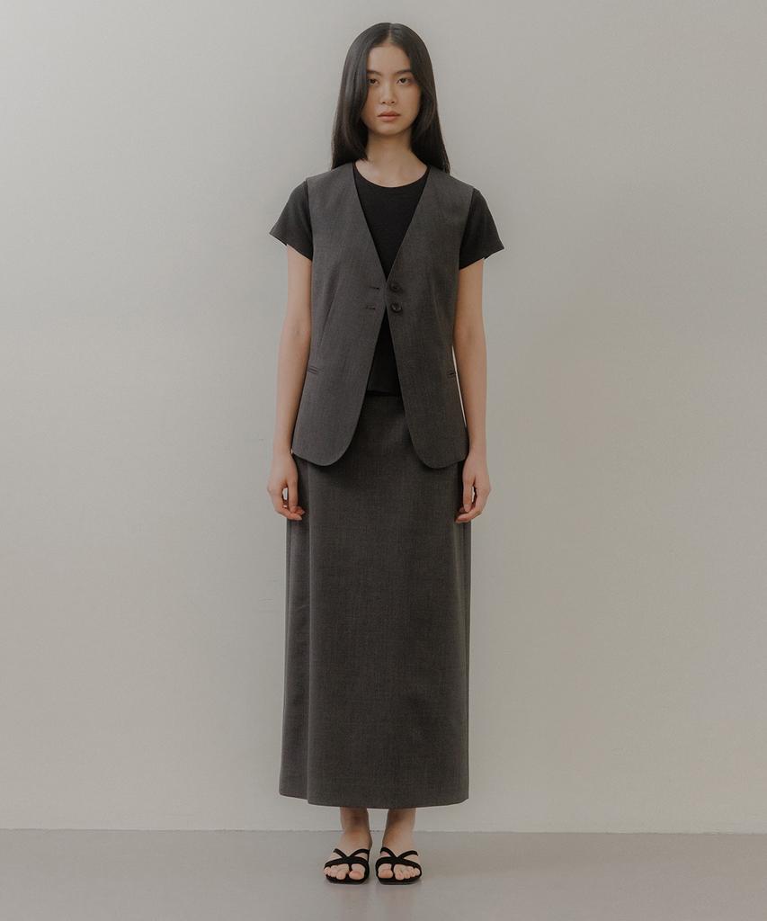 Oeoseoul Signature Slim Skirt [Melange Grey]