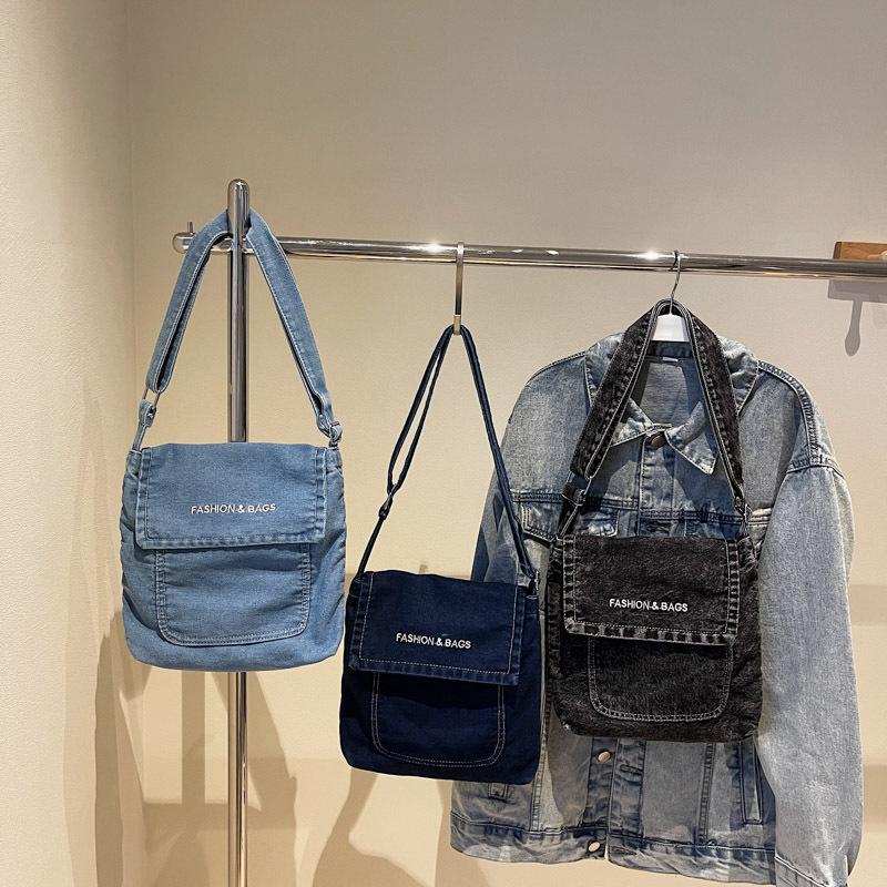 Small Square Bag - Ladies' Anti-theft Flip-top Bag - Women's Bag - Small Mobile Phone Bag - Denim Fabric Crossbody Bag Casually
