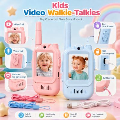 2 BUC Walkie-Talkie Video pentru Copii Încărcare USB Interior și Exterior Interfon de Înaltă Definiție Jucării pentru Copii Cadouri de Ziua de Naștere Vârste 3-12