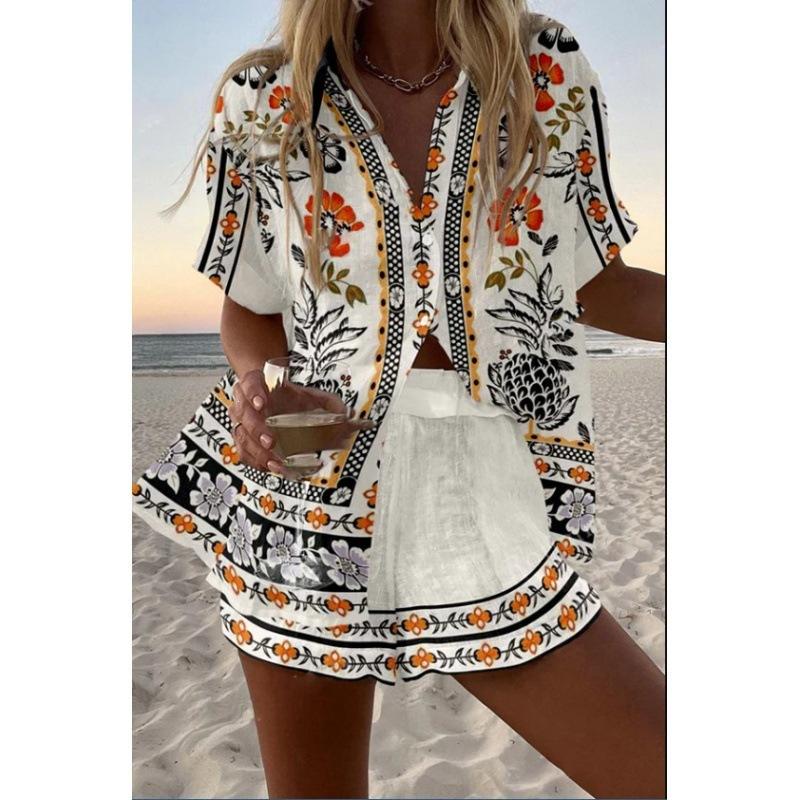 Popular Two-piece Set 1116 Summer Personality Bright Digital 1D Printing Women's Casual Suit