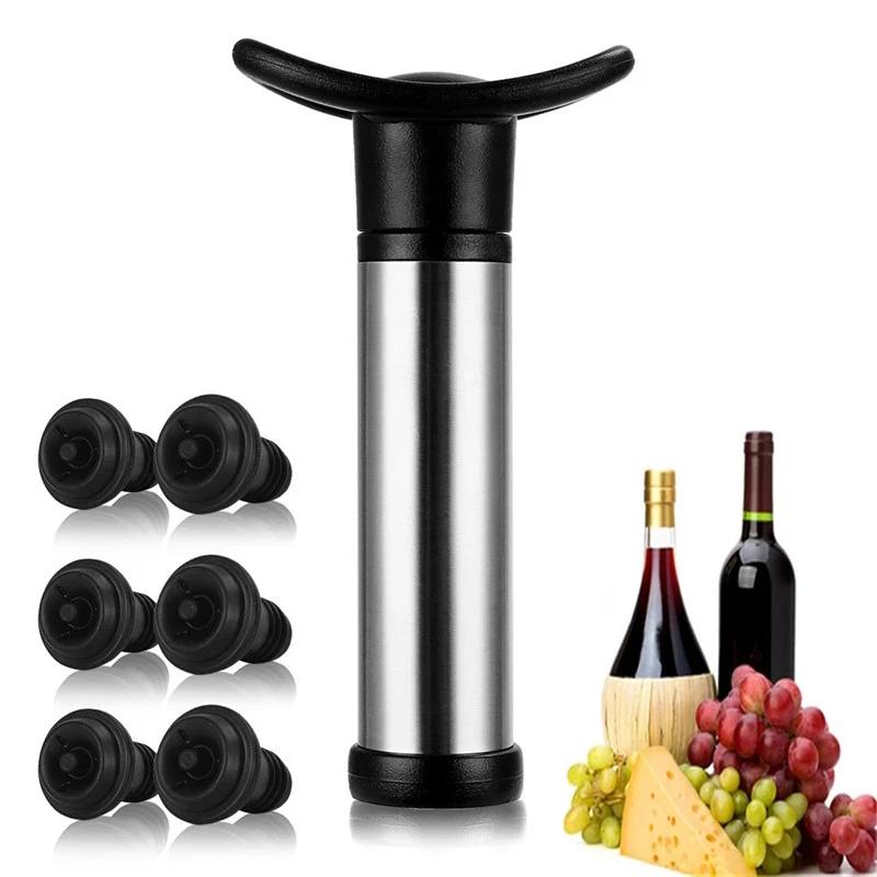 Wine Stopper with Vacuum Wine Pump Wine Preserver Aerator Rubber Black Stoppers Sealing Preserver Drinks Bottle Silicone Caps