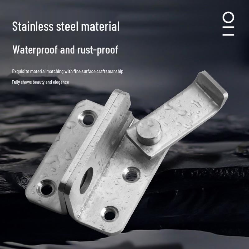 Stainless Steel No-Drill Door Lock Latch with Keyhole, Left/Right Opening, Anti-Theft Bolt.