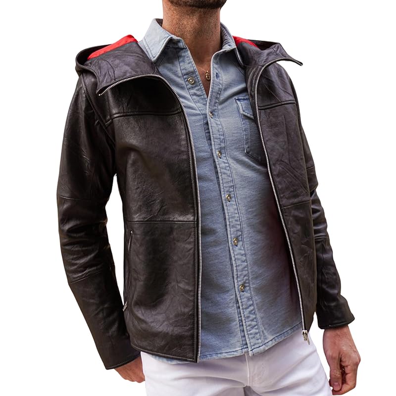 

[Genuine leather] Leather jacket riders jacket men s leather jacket genuine leather jacket single riders double riders real leather reproduction