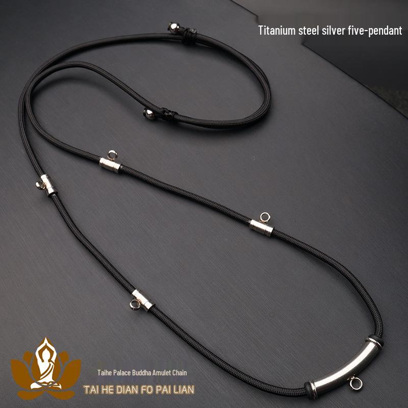 Thailand Buddha Amulet Necklace - Hypoallergenic Stainless Steel with Real Gold Plated Curved Tube Clasp