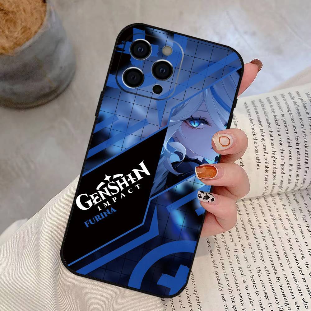 

Genshin Impact Furina Phone Case For iPhone 17,16,15,14,13,12,11 Plus,Pro Max,XS,Soft Silicone Black Cover iPhone11ProMax