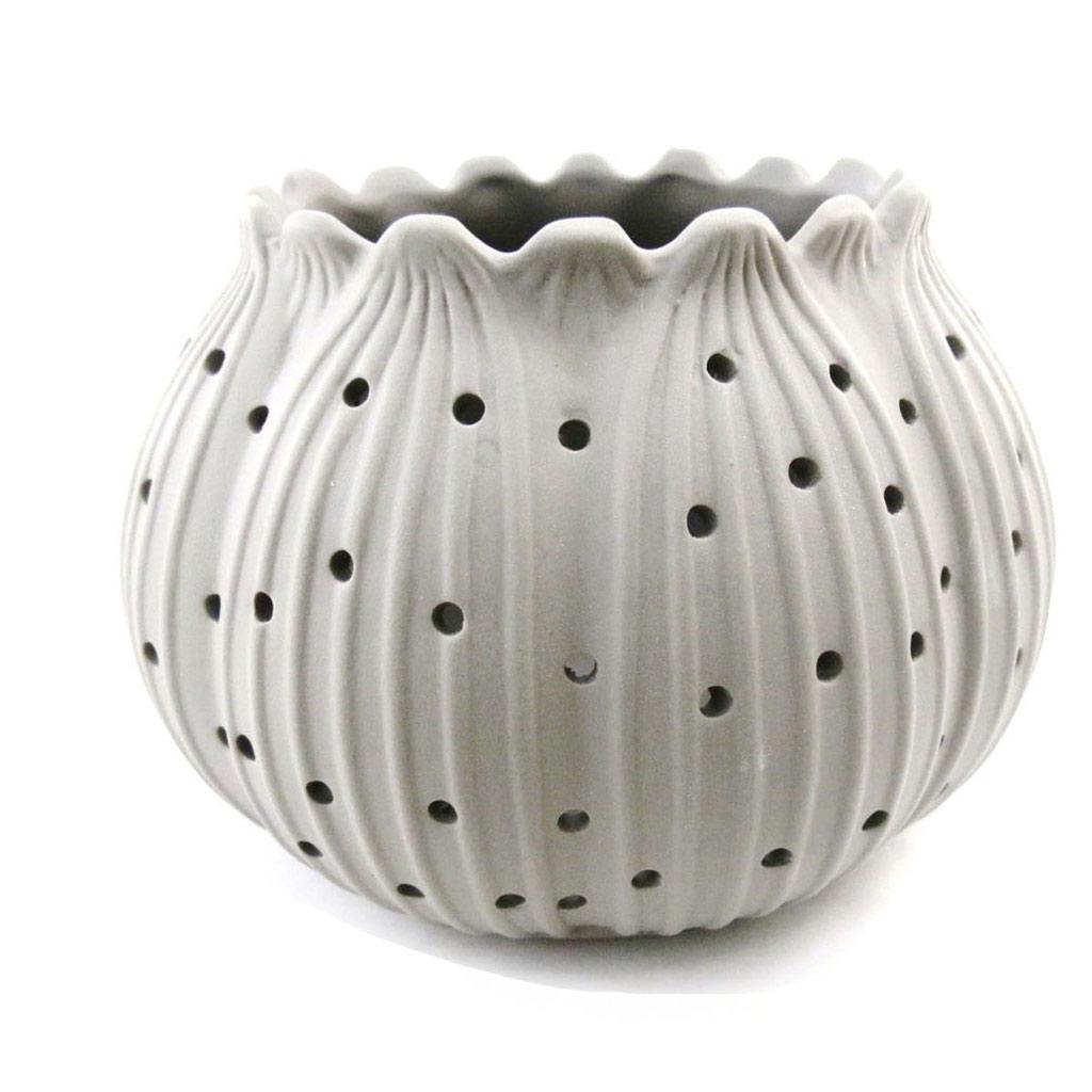 Les Trésors De Lily [J0538] - Gray 'Leaf' Candle Holder