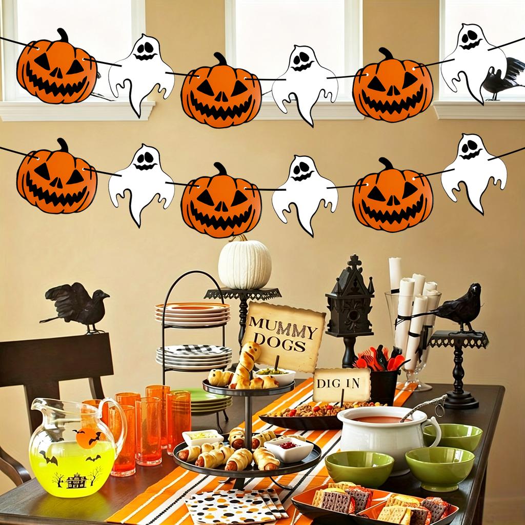Halloween Hanging Ornament Pumpkin Ghost Design for Home Party Wall Decoration Festival Prop for Halloween Decor and Supplies