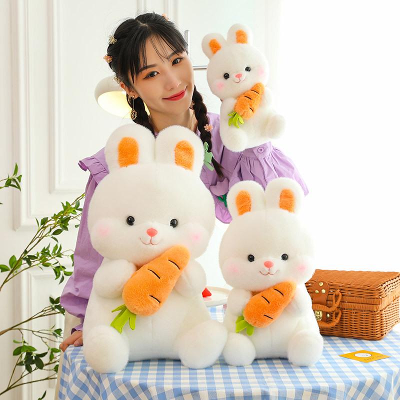 New Cute Carrot Rabbit Doll Plush Toy Girl Sleeping with Doll Doll Gift on Bed