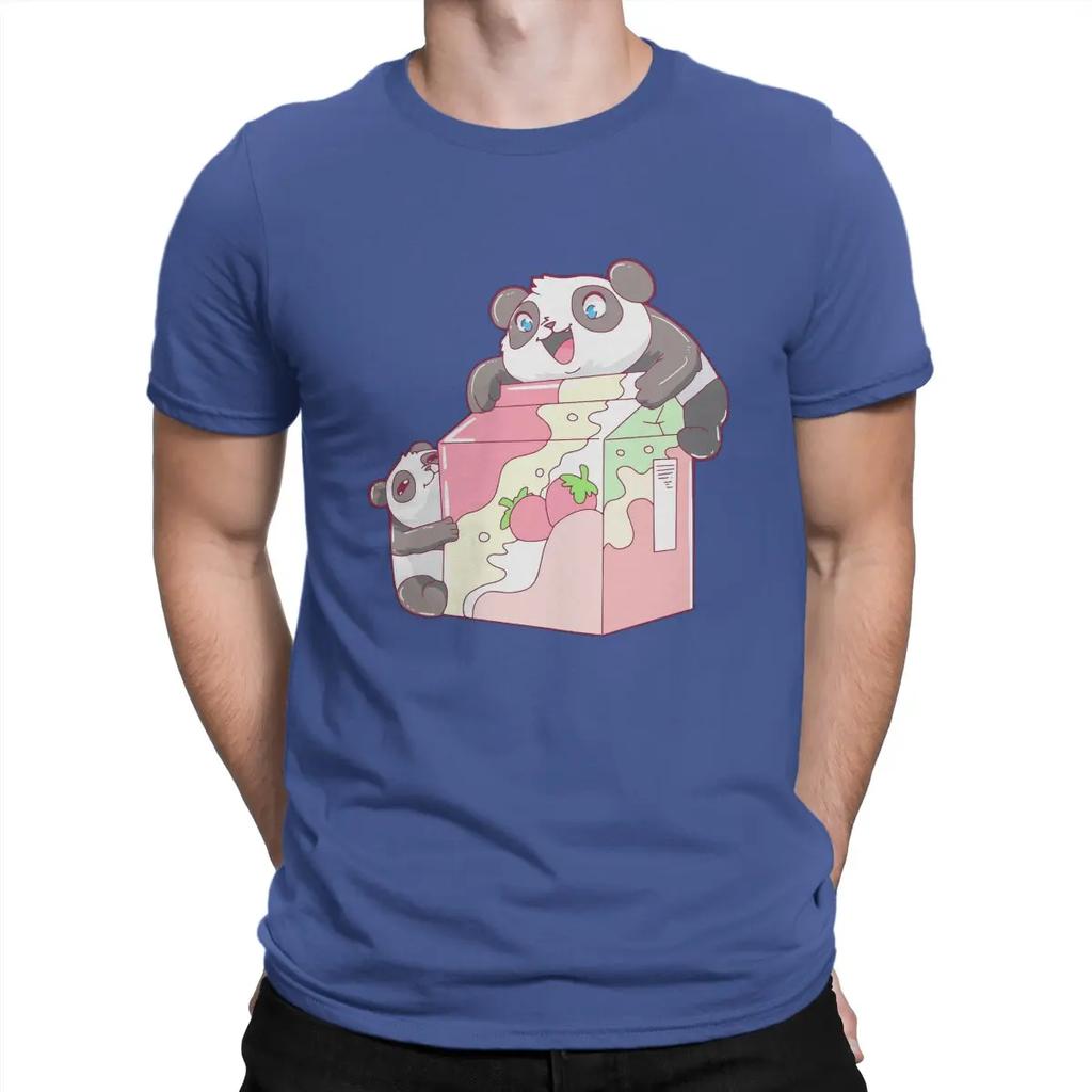 Kawaii Anime Panda Man TShirt Panda Strawberry Milk Kawaii Distinctive T Shirt Harajuku Streetwear New Trend Unisex