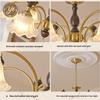 Mid-Century Cream Flower Chandelier with Solid Wood and French Retro Design