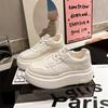SyfIyno New Spring Summer Soft Leather Thick Soled Shoes Casual Sports Shoes Low Cut Height Increasing Flat Shoes