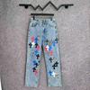 9913 Men's and Women's American Style Trendy Jeans with Fabric Patches, Holes, Embroidery, Casual and Fashionable High Street Pants