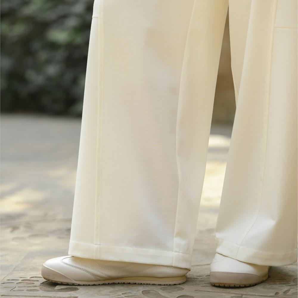 Johnature Women Vintage Straight Pants Summer Chinese Style Elastic Waist Trousers Casual Patchwork Loose Pants