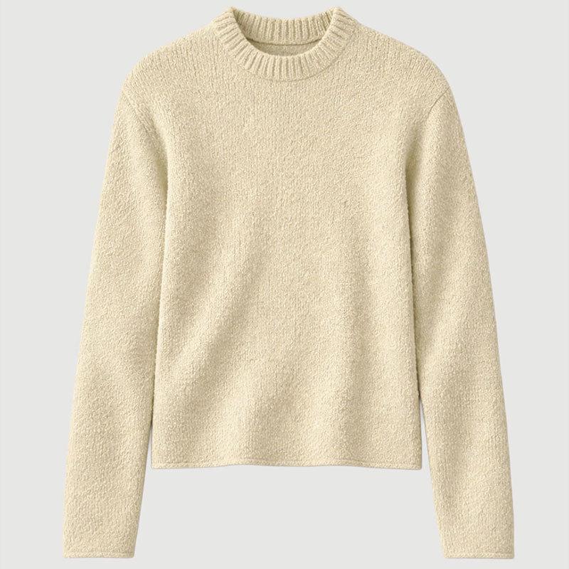 Crew Neck Pullover Loose Sweater Autumn and Winter New Solid Color Versatile Knitted Sweater Top Women's Clothing
