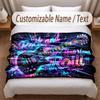 Music General Theme Soft Blanket Personalized Custom Name Text Print Warm Blanket Home Sofa Bedroom Decor