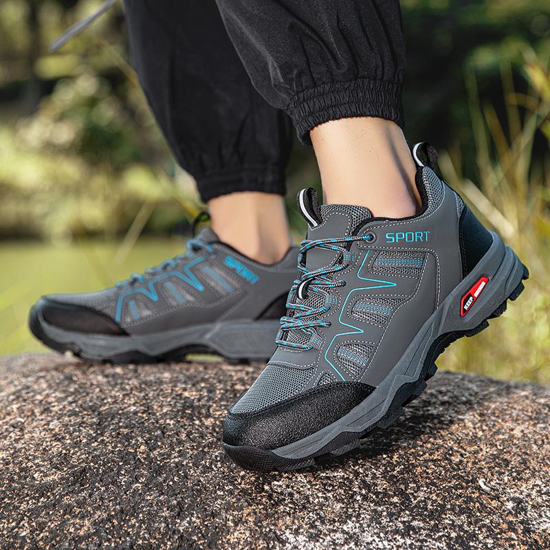 Outdoor Hiking Shoes Men Anti-slip Lightweight Low-top Sports Shoes Men Lace-up Flat Soft Breathable Casual Sport Shoes Men