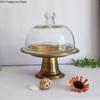 Brass Cake Pan Tall Cake Stand Glass Cover Dim Sum Plate Dessert Plate Fruit Dish Snack Tray Refreshment Tray Display Stand