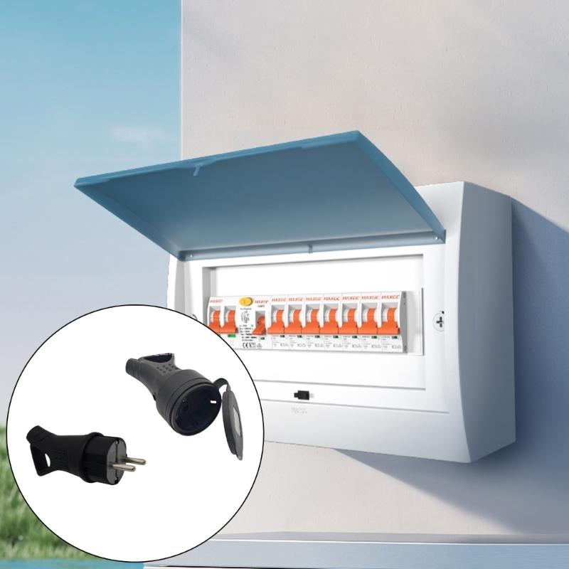 Waterproof Socket Plug Electrial Grounding European Connector With Cover Adapter For Industrial Electrical Equipment
