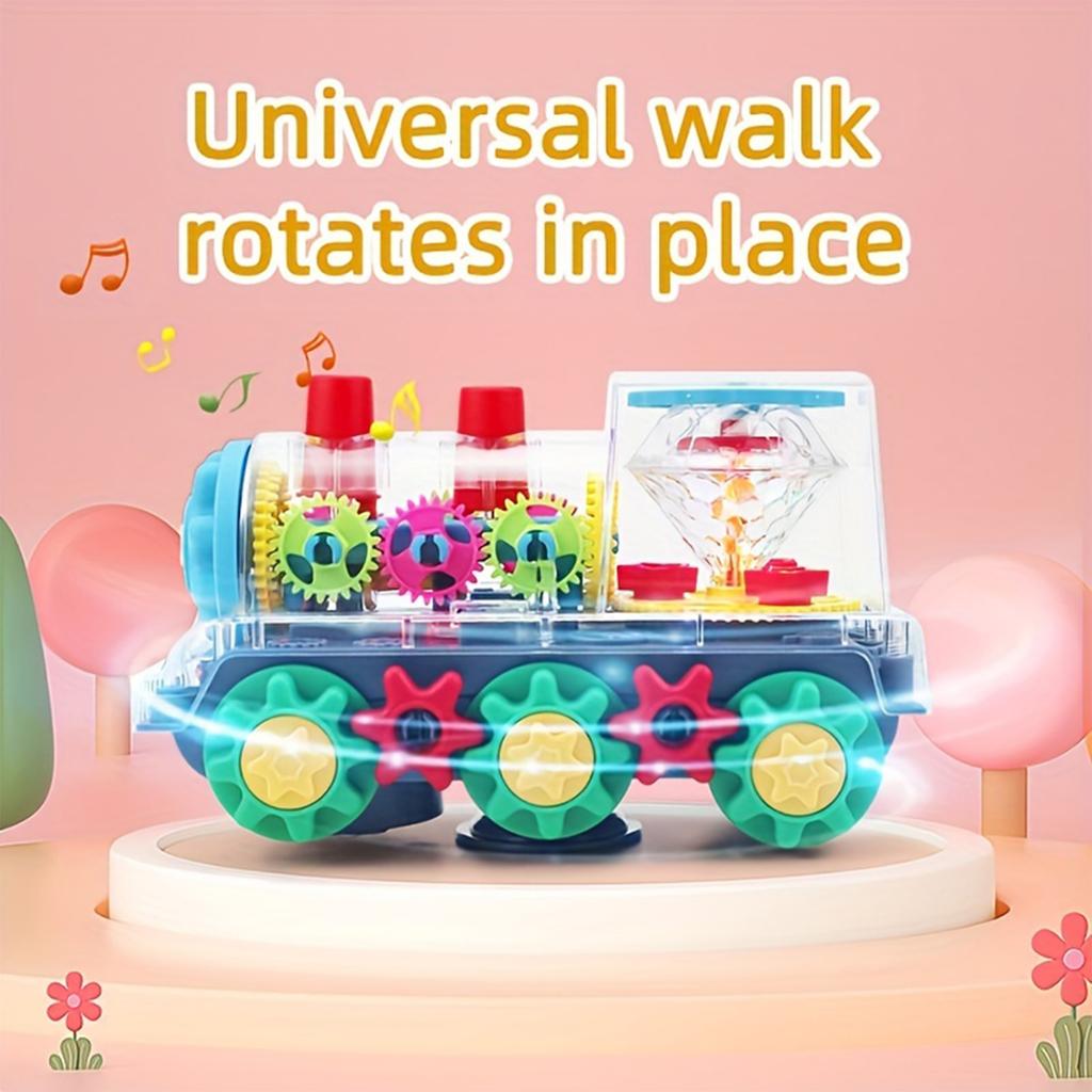 Transparent Small Train Gear Linkage Light Music Toy