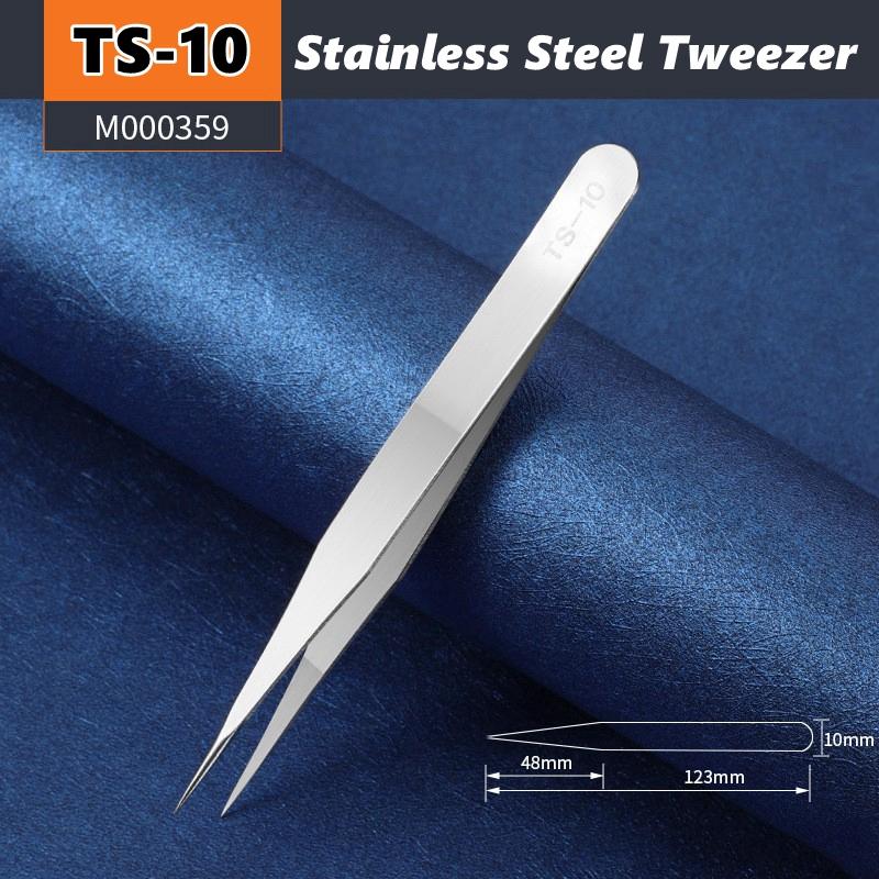 TS10-15 Антистатические Пинцеты из Нержавеющей Стали Прецизионные Для Обслуживания Pro Промышленные Для Ремонта Изогнутый Ручной Инструмент Электронные Пинцеты TS-10