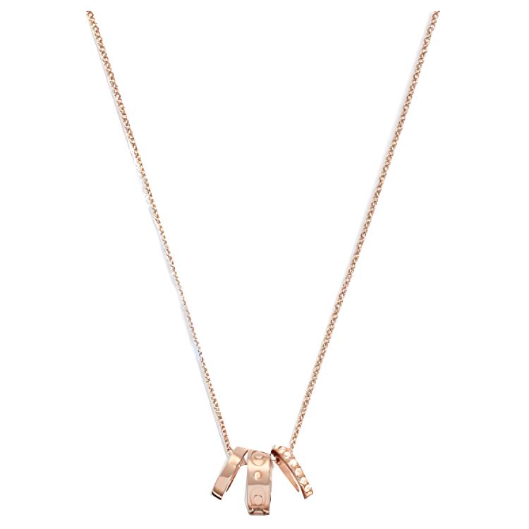 Coach Logo Three Ring Kissing C Series Glass Brass Necklace Women necklace Rose-Gold CI902-RGD Basic Packaging-Box Not Included
