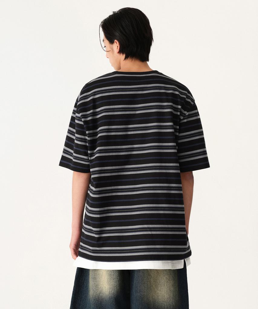 MUSINSA STANDARD Multi-Stripe Relaxed T-Shirt 3 [Black]