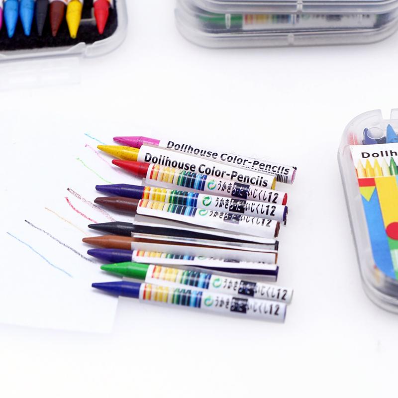 

1 Set 12Colours Mini Dollhouse Miniature Crayon Doll House Accessories For 1/6 Or 1/12 Dollhouse