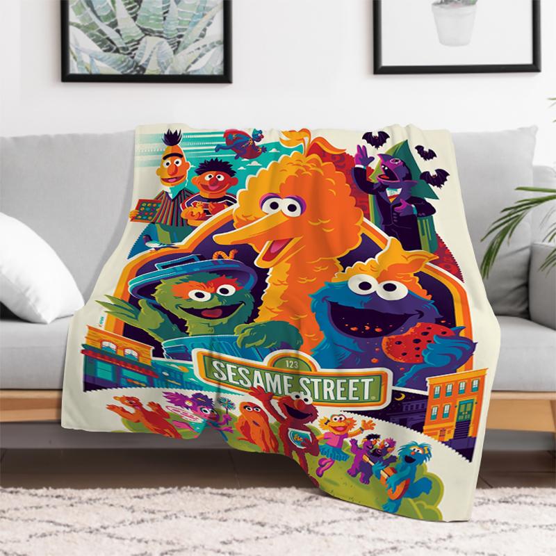Kid's Blanket Cute Cartoon S-Sesame S-Street Fluffy Soft Blankets for Decorative Sofa Furry Winter Warm Throw & Throws Bed Anime