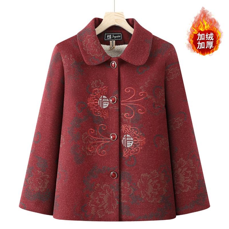 Winter velvet jacket women's clothing winter old lady natal red clothes
