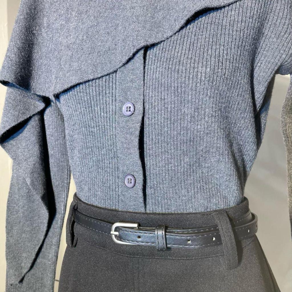 2026 Frühling Unregelmäßiger Stricktop & Woll-A-Linien-Rock Zweiteiliges Set